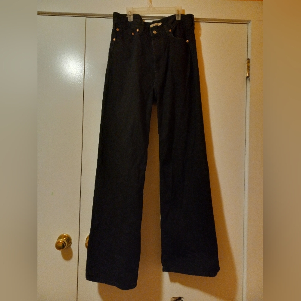 Levis Ribcage Black Wide-Leg Jeans 30